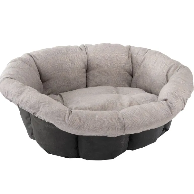 Sæt med Ferplast Siesta Deluxe-kurv med beige Sofà Tweed-betræk