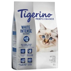 Tigerino Performance White Intense Blue Signal kattegrus – frisk duft