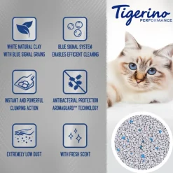 Tigerino Performance White Intense Blue Signal kattegrus – frisk duft