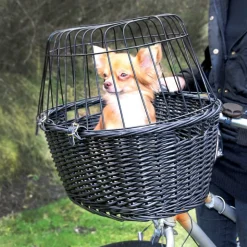 Trixie cykelkurv, sort + Drikkeskål med vanddispenser