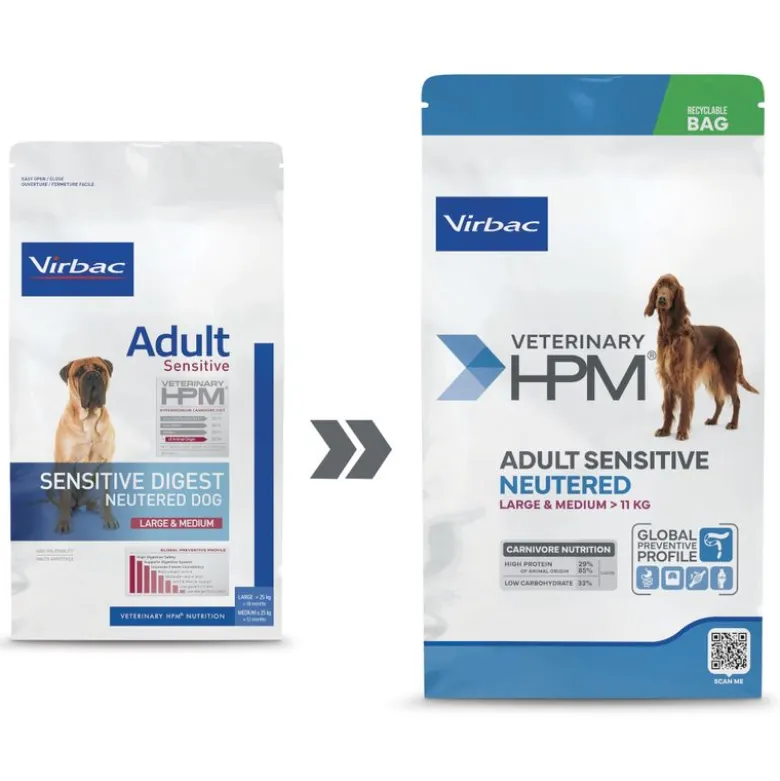 Virbac Veterinary HPM Adult Sensitive Neutered Dog Large & Medium