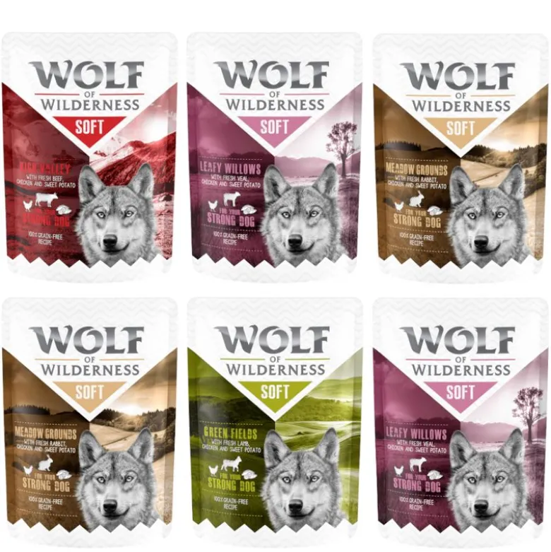 Wolf of Wilderness Adult - Soft & Strong 6 x 300 g - Blandet pakke