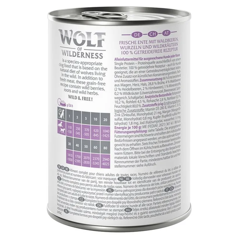 Wolf of Wilderness Adult 6 x 400 g - Single Protein