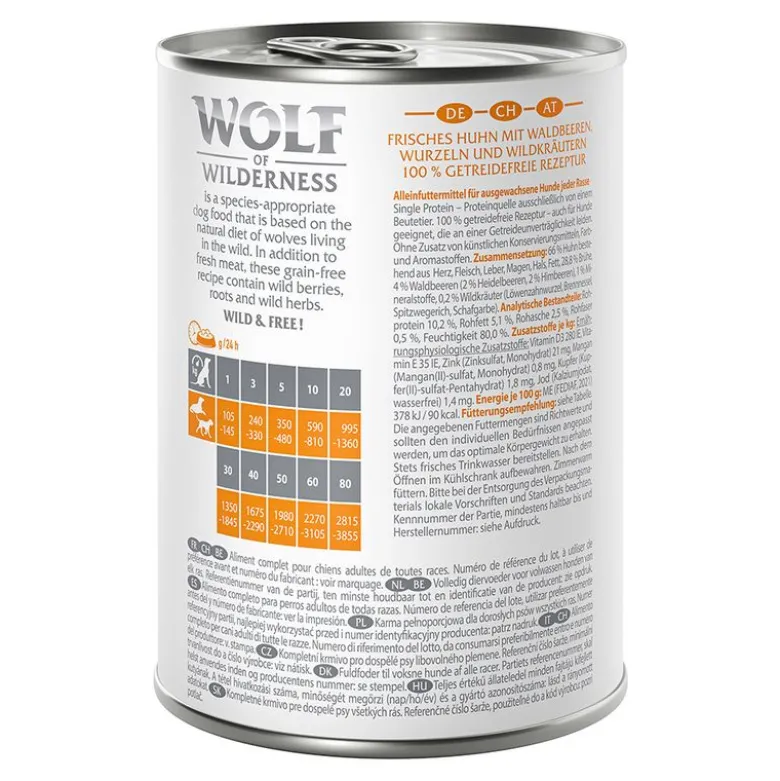 Wolf of Wilderness Adult 6 x 400 g - Single Protein