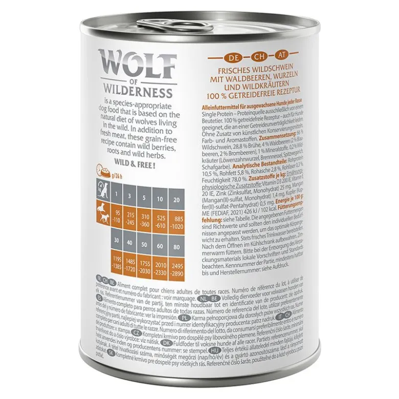 Wolf of Wilderness Adult 6 x 400 g - Single Protein