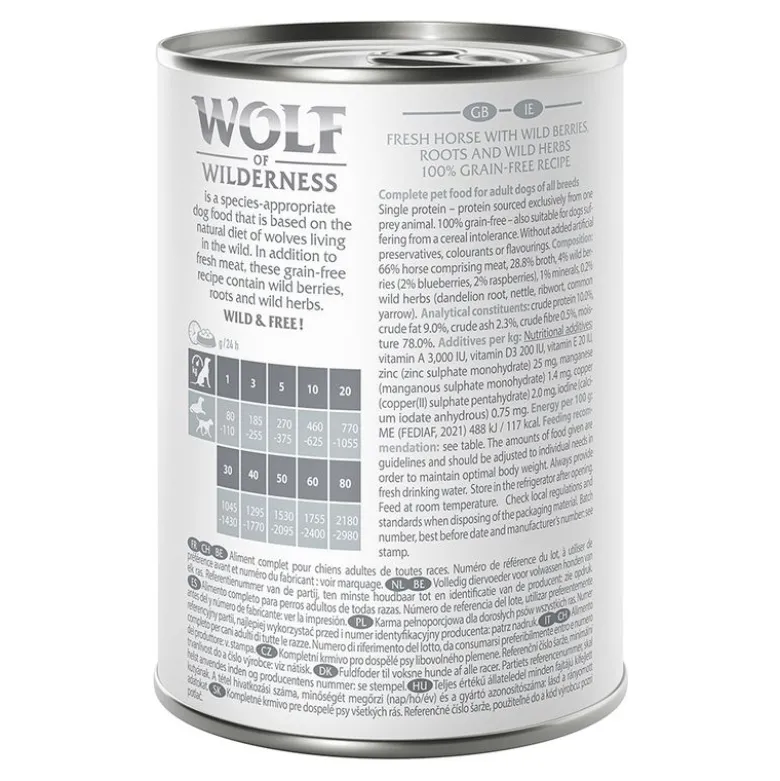 Wolf of Wilderness Adult 6 x 400 g - Single Protein