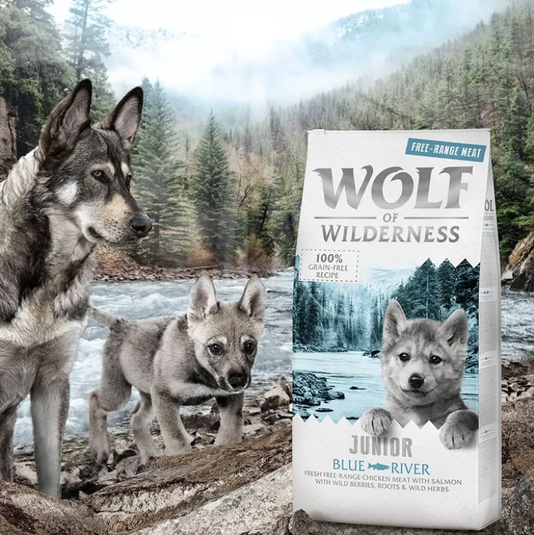 Wolf of Wilderness Junior "Blue River" - Frilandskylling & Laks