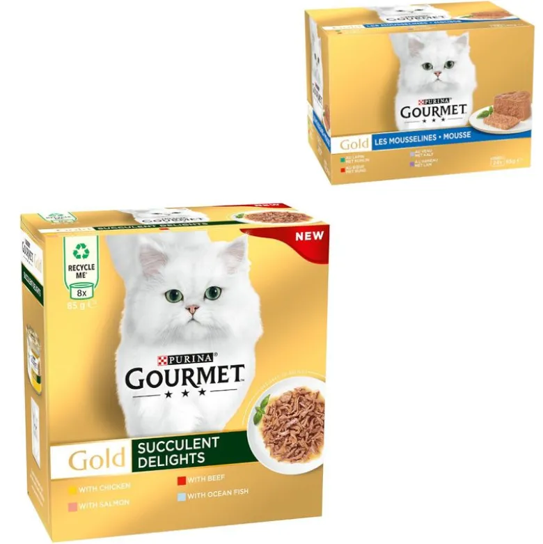 96 x 85 g Jumbo Pack Gourmet Gold + 24 x 85 g Fine Pâté Mix gratis!