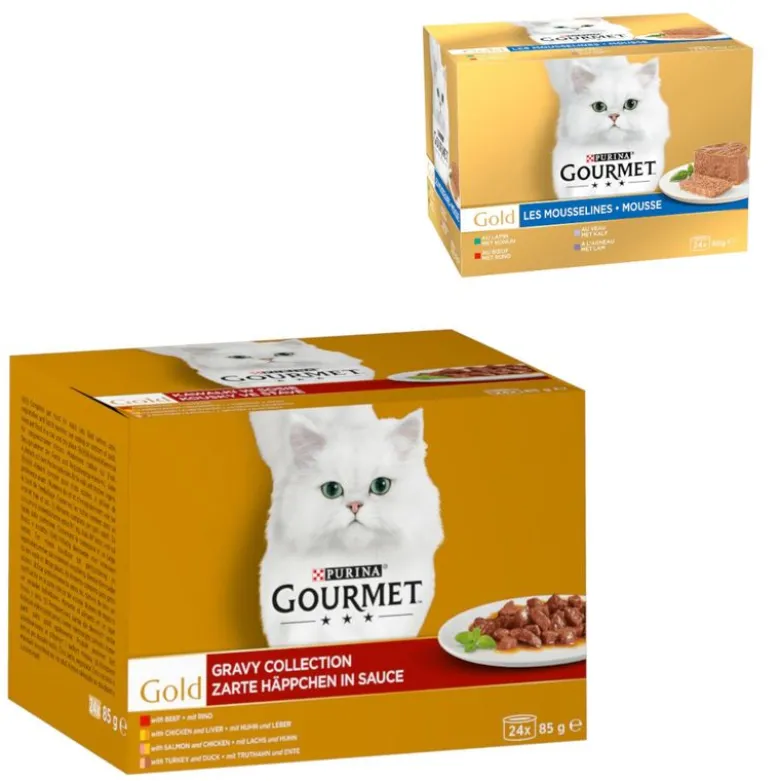 96 x 85 g Jumbo Pack Gourmet Gold + 24 x 85 g Fine Pâté Mix gratis!