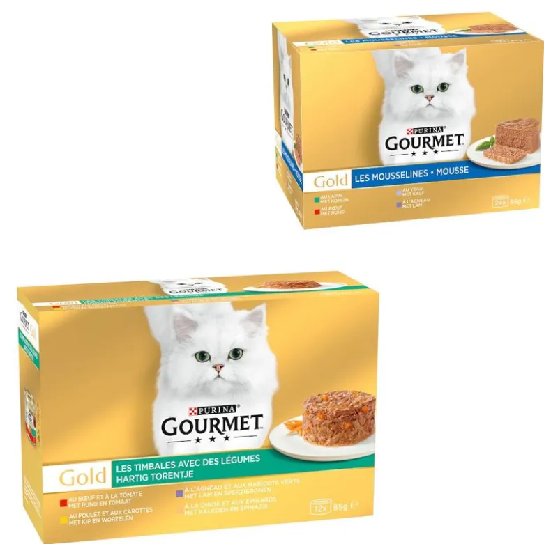 96 x 85 g Jumbo Pack Gourmet Gold + 24 x 85 g Fine Pâté Mix gratis!